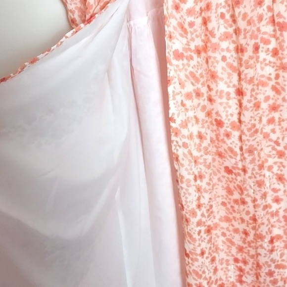 NEW Lulus Total Radiance Maxi Dress Ivory Floral Button-Front Orange Small - Picture 12 of 16